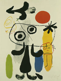 Joan Miro   Figur gegen rote Sonne II Kunstdruk 70x100cm | Yourdecoration.be