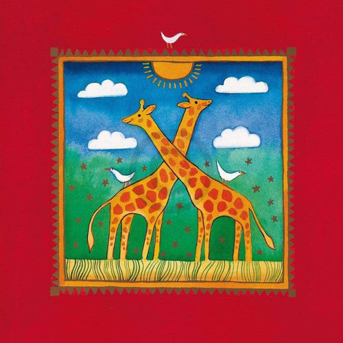 Linda Edwards   Two little giraffes Kunstdruk 40x40cm | Yourdecoration.be