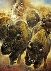 Renato Casaro   Büffeljagd Kunstdruk 50x70cm | Yourdecoration.be