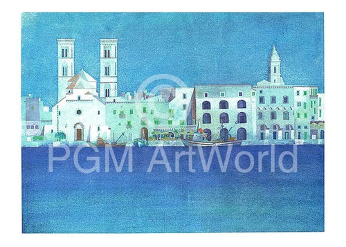 Ralf Westphal   Weisse Hafenstadt in Apulien Kunstdruk 40x30cm | Yourdecoration.be