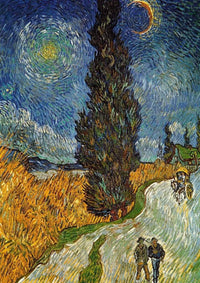 Vincent Van Gogh   Landstrasse mit Zypresse und Stern Kunstdruk 21x29.7cm | Yourdecoration.be