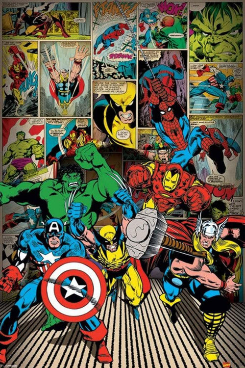 Pyramid Marvel Comics Here Come the Heroes Poster 61x91,5cm | Yourdecoration.be