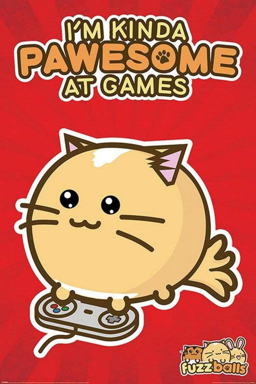 Pyramid Fuzzballs Pawsome Gamer Poster 61x91,5cm | Yourdecoration.be