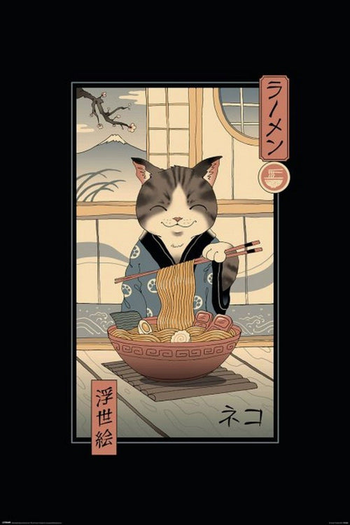 Pyramid Vincent Trinidad Neko Ramen Ukiyoe Poster 61X91 5cm | Yourdecoration.be