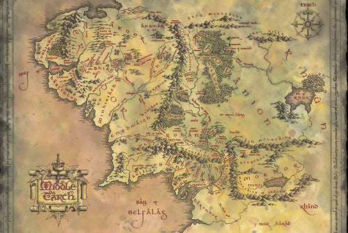 Pyramid The Lord of the Rings Middle Earth Map Poster 91,5x61cm | Yourdecoration.be