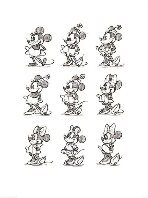 Pyramid Minnie Mouse Sketched Multi Kunstdruk 60x80cm | Yourdecoration.be