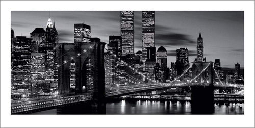 Pyramid Brooklyn Bridge Black and White Kunstdruk 50x100cm | Yourdecoration.be