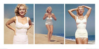 Pyramid Marilyn Monroe Beach Triptych Kunstdruk 50x100cm | Yourdecoration.be