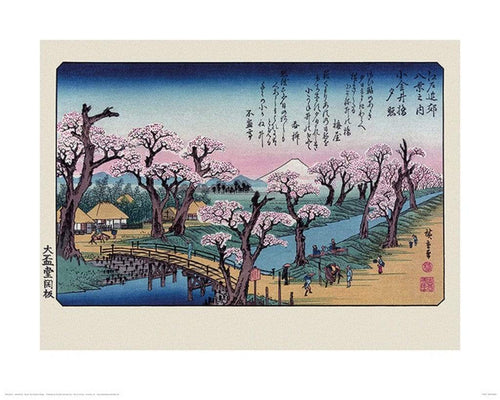 Pyramid Hiroshige Mount Fuji Koganei Bridge Kunstdruk 40x50cm | Yourdecoration.be