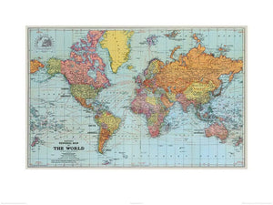 Pyramid Stanfords General Map of the World 1920 Kunstdruk 60x80cm | Yourdecoration.be