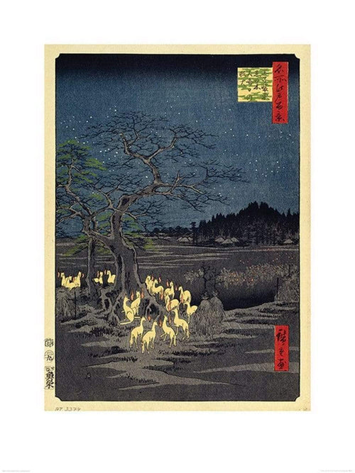 Pyramid Hiroshige Fox Fires on New Years Eve at the Changing Tree in Oji Kunstdruk 60x80cm | Yourdecoration.be
