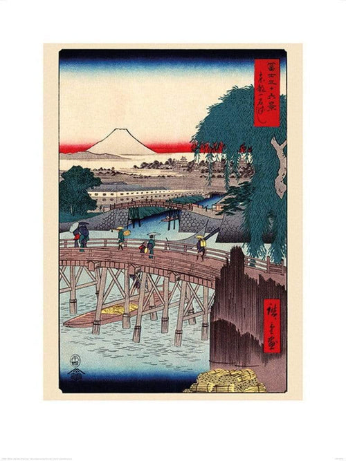 Pyramid Hiroshige Ichkoku Bridge in the Eastern Capital Kunstdruk 60x80cm | Yourdecoration.be
