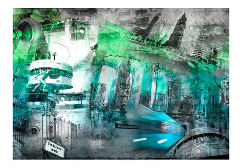 Fotobehang - Berlijn Collage Groen - Vliesbehang