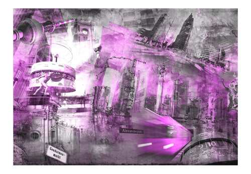 Fotobehang - Berlin Collage Violet - Vliesbehang