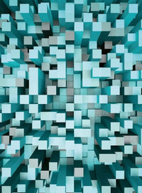 Wizard+Genius 3D Squares Blue Vlies Fotobehang 192x260cm 4 banen | Yourdecoration.be