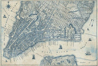 Wizard+Genius Old Vintage City Map New York Vlies Fotobehang 384x260cm 8 banen | Yourdecoration.be
