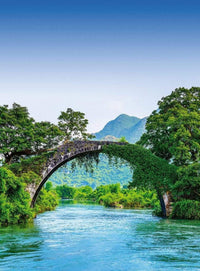 Wizard+Genius Bridge Crosses A River In China Vlies Fotobehang 192x260cm 4 banen | Yourdecoration.be