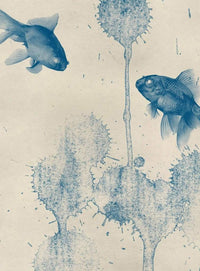 Wizard+Genius Blue Fish Vlies Fotobehang 192x260cm 4 banen | Yourdecoration.be