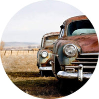 Wizard+Genius Old Rusted Cars Vlies Fotobehang 140x140cm rond | Yourdecoration.be