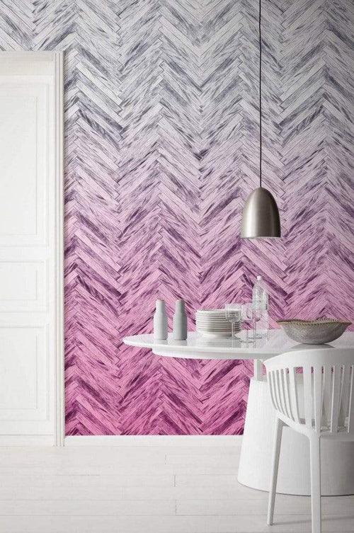 Komar Herringbone Pink Vlies Fotobehang 400x250cm 4 banen Sfeer | Yourdecoration.be