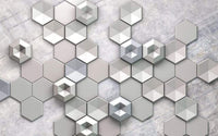 Komar Hexagon Concrete Vlies Fotobehang 400x250cm 4 banen | Yourdecoration.be