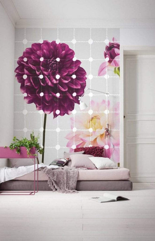 Komar Flowers and Dots Vlies Fotobehang 200x250cm 2 banen Sfeer | Yourdecoration.be