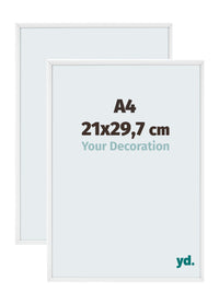 Aurora Aluminium Fotokader 21x29-7cm A4 Set Van 2 Wit Hoogglans Voorzijde Maat | Yourdecoration.be