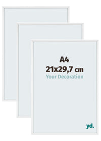 Aurora Aluminium Fotokader 21x29-7cm A4 Set Van 3 Wit Hoogglans Voorzijde Maat | Yourdecoration.be