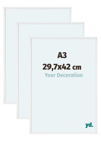 Aurora Aluminium Fotokader 29-7x42cm A3 Set Van 3 Wit Hoogglans Voorzijde Maat | Yourdecoration.be