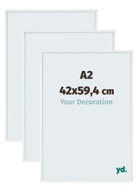 Aurora Aluminium Fotokader 42x59-4cm A2 Set Van 3 Wit Hoogglans Voorzijde Maat | Yourdecoration.be