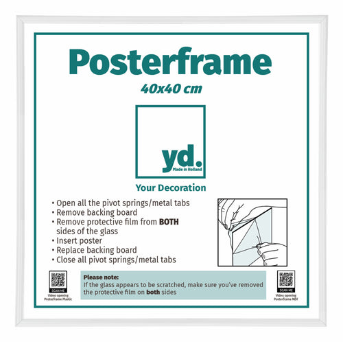 Posterkader Kunststof 40x40cm Wit Hoogglans Voorzijde Maat | Yourdecoration.be