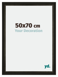 Sheffield Houten Fotokader 50x70cm Zwart Goud Geveegd Voorzijde Maat | Yourdecoration.be