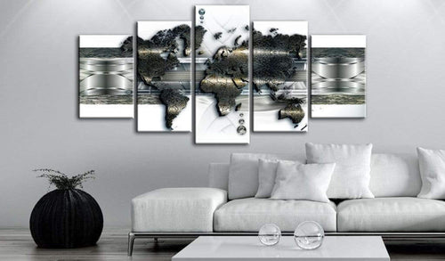 Artgeist Metal World Map Canvas Schilderij 5 luik Sfeer | Yourdecoration.be