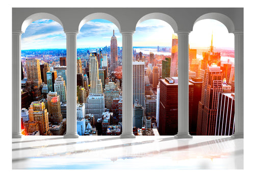 Fotobehang - Pillars and New York - Vliesbehang