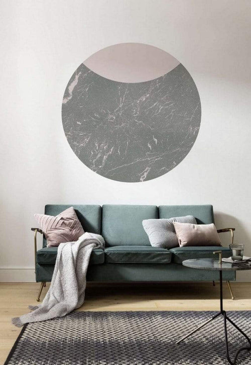 Komar Stripe Marmor Fotobehang 125x125cm Rond Sfeer | Yourdecoration.be