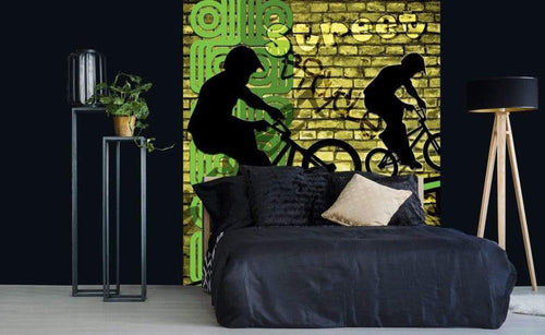 Dimex Bicycle Green Fotobehang 225x250cm 3 banen Sfeer | Yourdecoration.nl