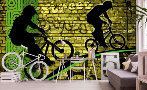 Dimex Bicycle Green Fotobehang 375x250cm 5 banen Sfeer | Yourdecoration.nl