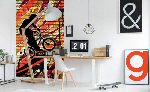 Dimex Bicycle Red Fotobehang 150x250cm 2 banen Sfeer | Yourdecoration.nl