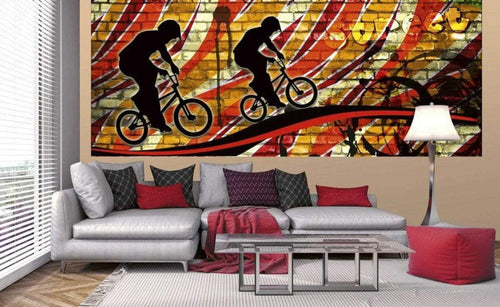 Dimex Bicycle Red Fotobehang 375x150cm 5 banen Sfeer | Yourdecoration.nl