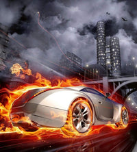 Dimex Car in Flames Fotobehang 225x250cm 3 banen | Yourdecoration.be