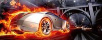 Dimex Car in Flames Fotobehang 375x150cm 5 banen | Yourdecoration.be