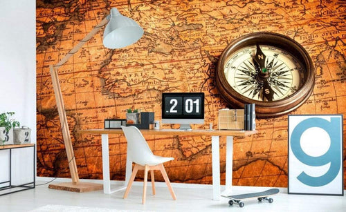 Dimex Compass Fotobehang 375x250cm 5 banen Sfeer | Yourdecoration.nl