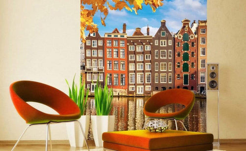 Dimex Houses in Amsterdam Fotobehang 225x250cm 3 banen Sfeer | Yourdecoration.nl