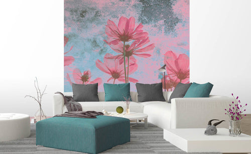 Dimex Pink Flower Abstract Fotobehang 225x250cm 3 banen sfeer | Yourdecoration.be