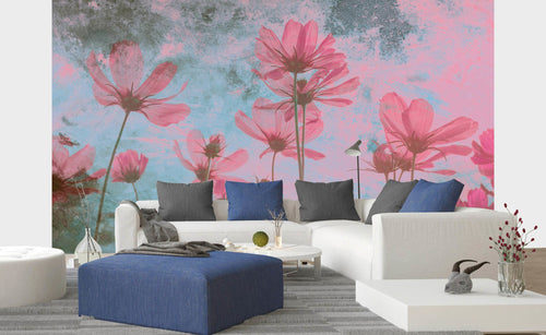 Dimex Pink Flower Abstract Fotobehang 375x250cm 5 banen sfeer | Yourdecoration.be