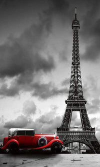 Dimex Retro Car in Paris Fotobehang 150x250cm 2 banen | Yourdecoration.be