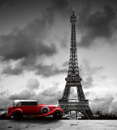 Dimex Retro Car in Paris Fotobehang 225x250cm 3 banen | Yourdecoration.be