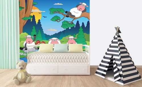 Dimex Sheep in Forest Fotobehang 225x250cm 3 banen Sfeer | Yourdecoration.be