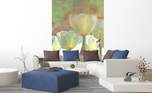 Dimex White Tulips Abstract Fotobehang 150x250cm 2 banen sfeer | Yourdecoration.be