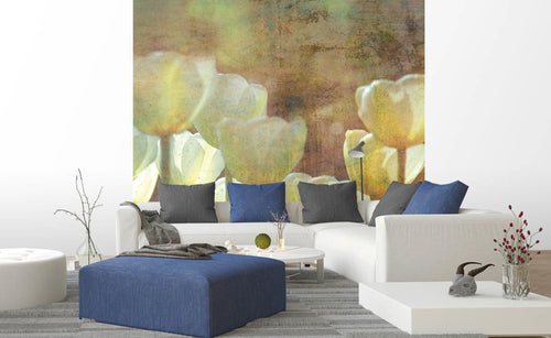 Dimex White Tulips Abstract Fotobehang 225x250cm 3 banen sfeer | Yourdecoration.be